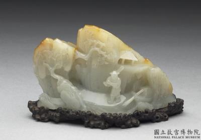 图片[3]-Jade miniature mountain with decoration of scholar crossing a stream, Qing dynasty Qianlong reign (1736-1795)-China Archive